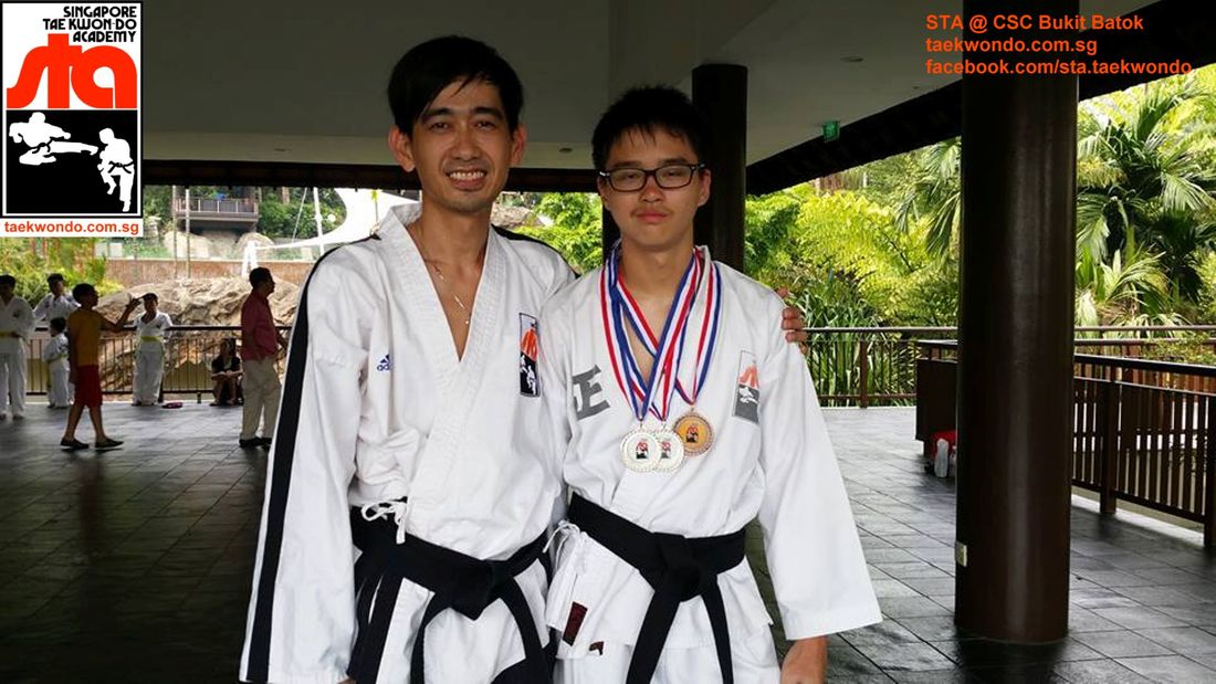 Master Aaron Huan and Koh Wei Liang T3 2015 Medalist Singapore Taekwondo Academy Bukit Batok