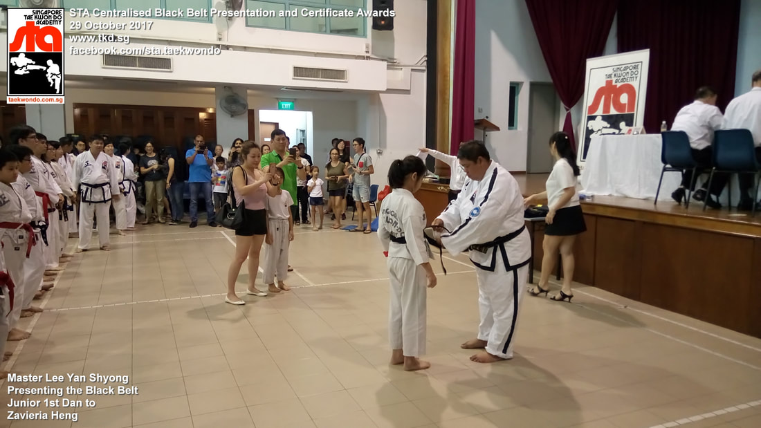 Zavieria Heng Black Belt Presentation and Certificate Awards STA Centralised Grading Singapore Taekwon-do Academy HQ Taekwondo