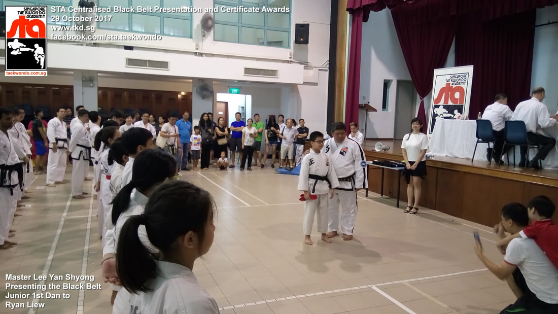 Ryan Liew Black Belt Presentation and Certificate Awards STA Centralised Grading Singapore Taekwon-do Academy HQ Taekwondo