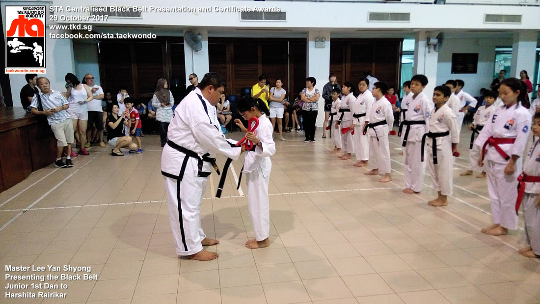 Harshita Rairikar Black Belt Presentation and Certificate Awards STA Centralised Grading Singapore Taekwon-do Academy HQ Taekwondo