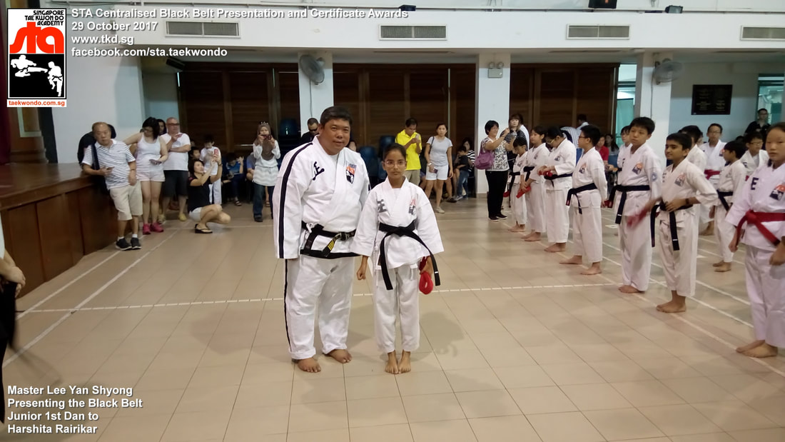 Harshita Rairikar Black Belt Presentation and Certificate Awards STA Centralised Grading Singapore Taekwon-do Academy HQ Taekwondo