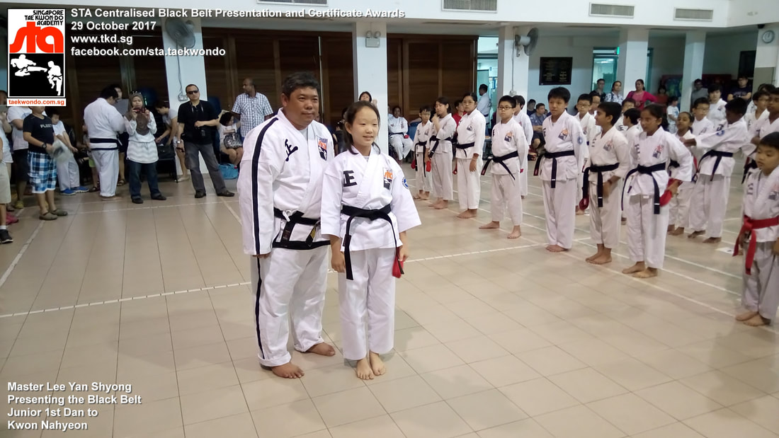 Kwon Nahyeon Black Belt Presentation and Certificate Awards STA Centralised Grading Singapore Taekwon-do Academy HQ Taekwondo