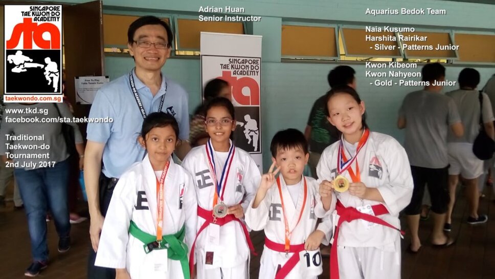 Gold Silver Medals Aquarius Bedok Team Competition Bedok Central Heartbeat Mall Kids Adults Children Class Adrian Huan Singapore Taekwondo Academy STA TKD